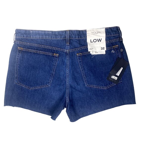Rag & Bone Blue Denim Dre Low-Rise Frayed Hem Button Fly Shorts $165 Size 32 NEW - Picture 5 of 11